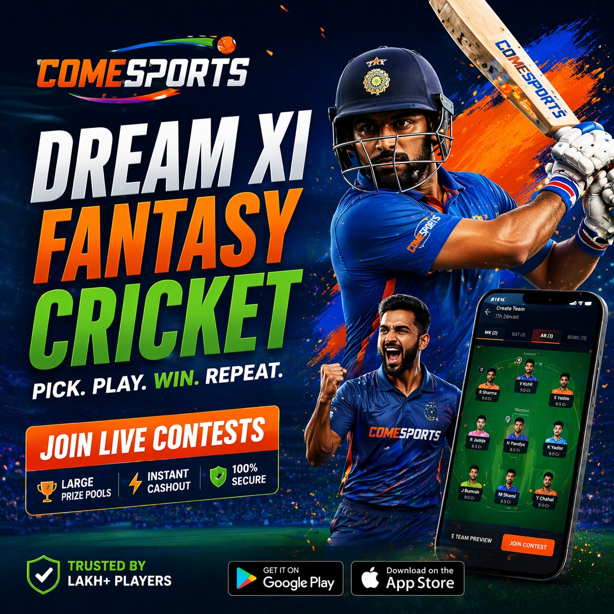 COME APK fantasy sports main visual